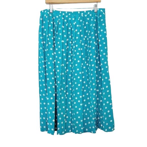 Vintage Leslie Fay Womens Modest Polka Dot Pleated Midi Skirt Plus Size 14 - Picture 1 of 10